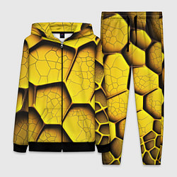 Женский 3D-костюм Желтые шестиугольники с трещинами - объемная текст, цвет: 3D-черный