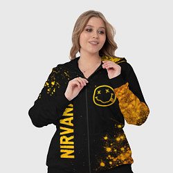 Женский 3D-костюм Nirvana - gold gradient: надпись, символ, цвет: 3D-черный — фото 2