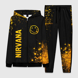 Женский 3D-костюм Nirvana - gold gradient: надпись, символ, цвет: 3D-черный
