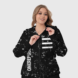 Женский 3D-костюм OneRepublic glitch на темном фоне: надпись, символ, цвет: 3D-черный — фото 2
