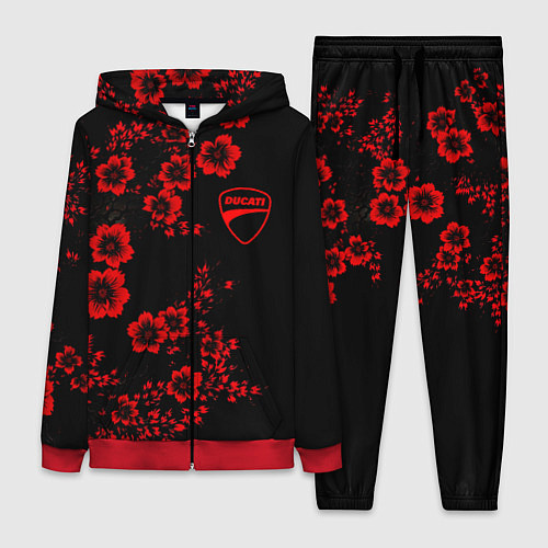 Женский костюм Ducati - red flowers / 3D-Красный – фото 1