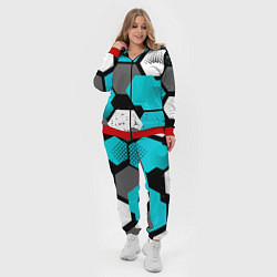 Женский 3D-костюм Шестиугольники абстрактный фон, цвет: 3D-красный — фото 2
