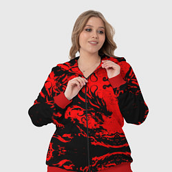 Женский 3D-костюм Черный дракон на красном небе, цвет: 3D-красный — фото 2