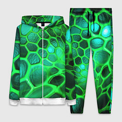 Женский 3D-костюм Зеленые неоновые соты, цвет: 3D-белый