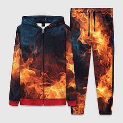 Женский 3D-костюм Fire black background, цвет: 3D-красный