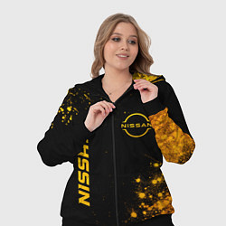 Женский 3D-костюм Nissan - gold gradient: надпись, символ, цвет: 3D-черный — фото 2