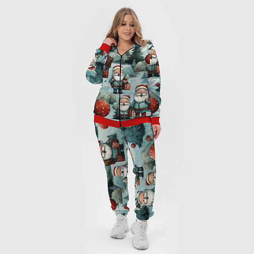 Женский костюм Рождественский узор с Санта Клаусами / 3D-Красный – фото 4