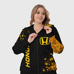 Женский 3D-костюм Honda - gold gradient: надпись, символ, цвет: 3D-черный — фото 2