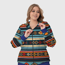 Женский 3D-костюм Этнический орнамент в горизонтальную полоску, цвет: 3D-синий — фото 2