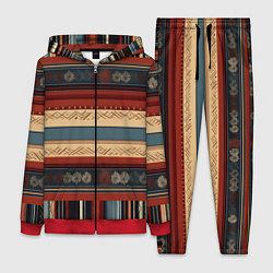Женский 3D-костюм Этнический принт в полоску, цвет: 3D-красный