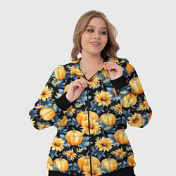 Женский 3D-костюм Паттерн тыквы и цветы, цвет: 3D-черный — фото 2