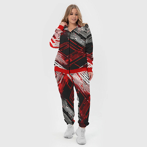 Женский костюм Киберпанк линии белые и красные / 3D-Красный – фото 4