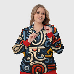 Женский 3D-костюм Абстрактный цветной паттерн в славянском стиле, цвет: 3D-красный — фото 2