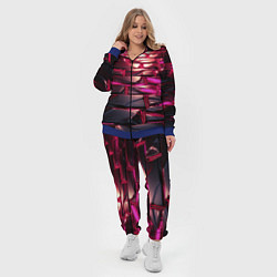Женский 3D-костюм Неоновые фиолетовые и розовые камни, цвет: 3D-синий — фото 2