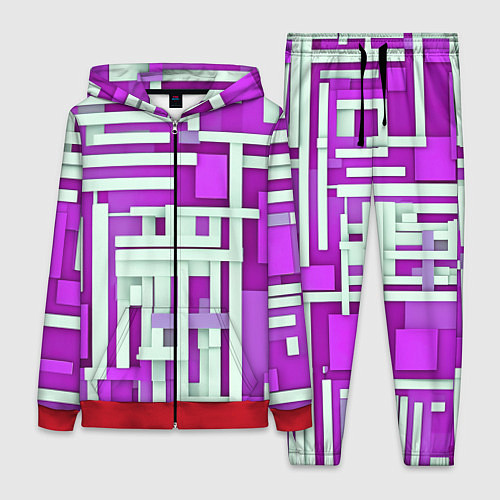 Женский костюм Полосы на фиолетовом фоне / 3D-Красный – фото 1