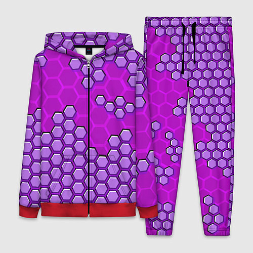 Женский костюм Фиолетовая энерго-броня из шестиугольников / 3D-Красный – фото 1