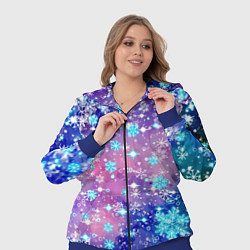 Женский 3D-костюм Снежинки - морозный паттерн, цвет: 3D-синий — фото 2