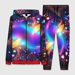 Женский 3D-костюм Абстрактный розово синий фрактал, цвет: 3D-красный