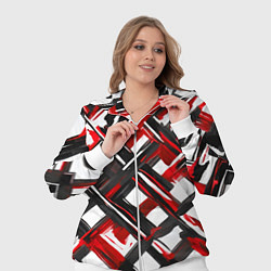 Женский 3D-костюм Красные и чёрные мазки, цвет: 3D-белый — фото 2