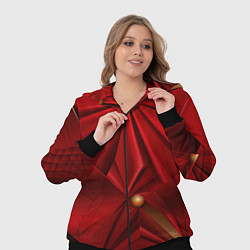 Женский 3D-костюм Красный материал со складками, цвет: 3D-черный — фото 2
