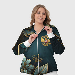 Женский 3D-костюм Золотые листья и герб России, цвет: 3D-белый — фото 2