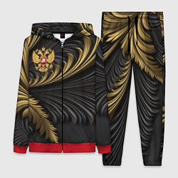 Женский 3D-костюм Герб России черный и золотой фон, цвет: 3D-красный