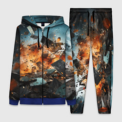 Женский 3D-костюм Взрыв плит абстракция, цвет: 3D-синий