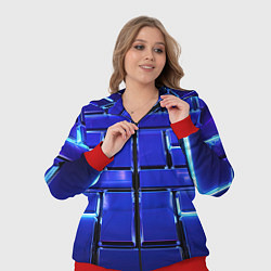 Женский 3D-костюм Синие плиты с неоном, цвет: 3D-красный — фото 2