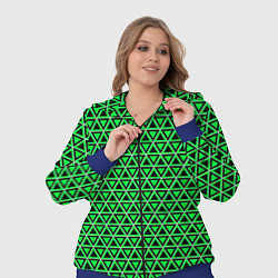 Женский 3D-костюм Зелёные и чёрные треугольники, цвет: 3D-синий — фото 2