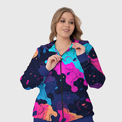 Женский 3D-костюм Яркие кислотные разноцветные пятна в виде камуфляж, цвет: 3D-синий — фото 2