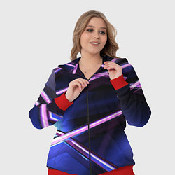 Женский 3D-костюм Фиолетовая геометрическая абстракция, цвет: 3D-красный — фото 2