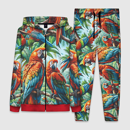 Женский костюм Попугаи Ара - тропики джунгли / 3D-Красный – фото 1