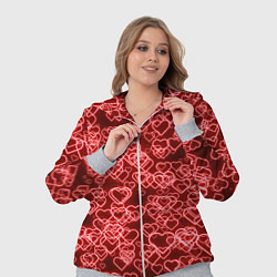 Женский 3D-костюм Неоновые сердечки красные, цвет: 3D-меланж — фото 2