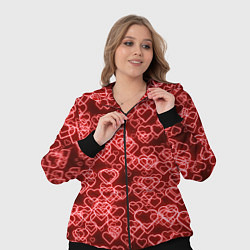 Женский 3D-костюм Неоновые сердечки красные, цвет: 3D-черный — фото 2