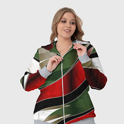 Женский 3D-костюм Белые зеленые и красные полосы, цвет: 3D-меланж — фото 2