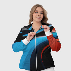 Женский 3D-костюм Черные и синии волны спортивный стиль, цвет: 3D-белый — фото 2