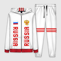 Женский 3D-костюм Россия три полоски на белом фоне, цвет: 3D-красный