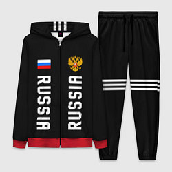 Женский 3D-костюм Россия три полоски на черном фоне, цвет: 3D-красный