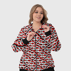 Женский 3D-костюм Красно-белый узор на чёрном фоне, цвет: 3D-черный — фото 2