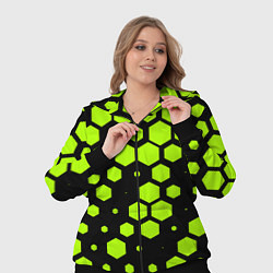Женский 3D-костюм Зеленые соты киберпанк, цвет: 3D-черный — фото 2