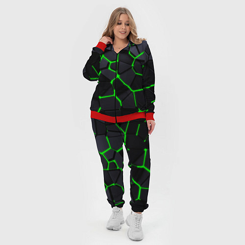 Женский костюм Зеленые плиты киберпанк / 3D-Красный – фото 4