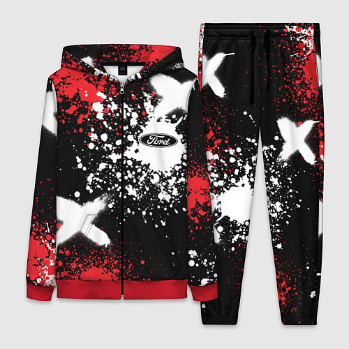 Женский костюм Форд на фоне граффити и брызг красок / 3D-Красный – фото 1