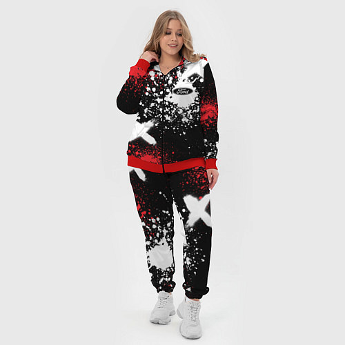 Женский костюм Форд на фоне граффити и брызг красок / 3D-Красный – фото 4