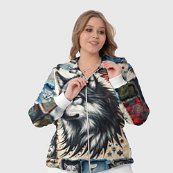 Женский 3D-костюм Волк на дениме Пэчворк, цвет: 3D-белый — фото 2