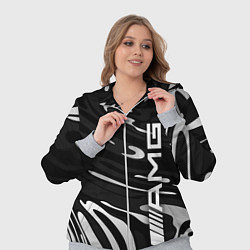 Женский 3D-костюм Мерседес АМГ - белые волны, цвет: 3D-меланж — фото 2