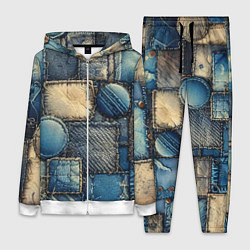 Женский 3D-костюм Denim patchwork - ai art, цвет: 3D-белый