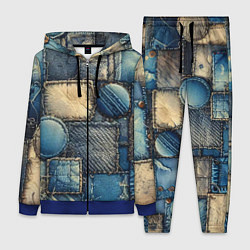 Женский 3D-костюм Denim patchwork - ai art, цвет: 3D-синий