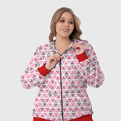Женский 3D-костюм Серо-розовый паттерн треугольники, цвет: 3D-красный — фото 2