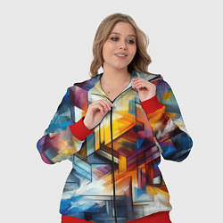 Женский 3D-костюм Абстрактные фигуры, цвет: 3D-красный — фото 2