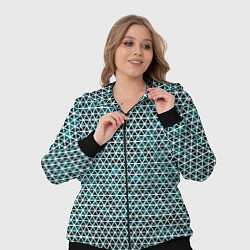 Женский 3D-костюм Бирюзовый в белую сетку паттерн, цвет: 3D-черный — фото 2